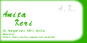 anita keri business card